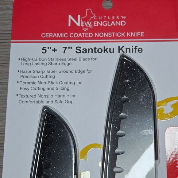 New England Santoku Ceramic Coated Non-stick Knives 5” and 7” - Picture 6 of 7